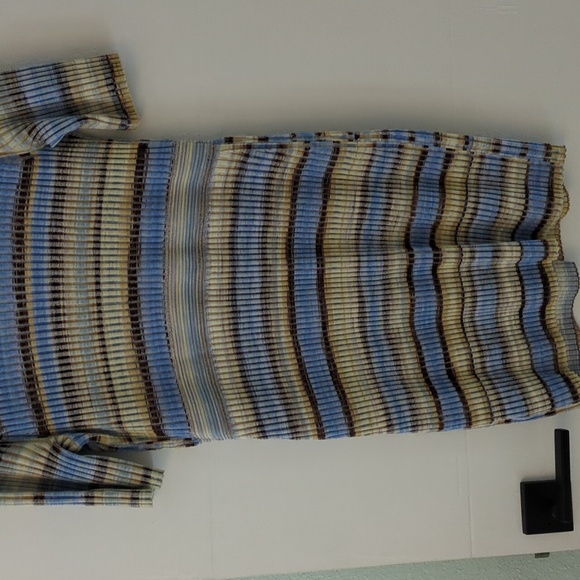 Simkhai Solana French Blue Ribbed Collared Knit Body Cone Preppy Knee Dress XL - Picture 10 of 12